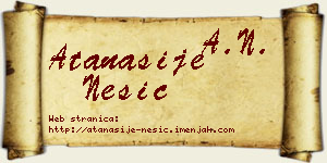 Atanasije Nešić vizit kartica